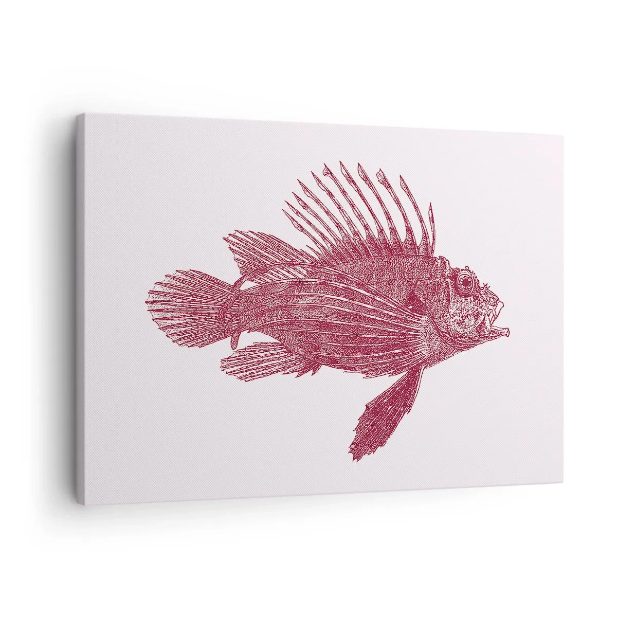 Canvas picture - Drawing of a fish in a red shade - 70x50cm - Dweller of Exotic Waters - Modern wall decoration for the living room and bedroom ARTTOR