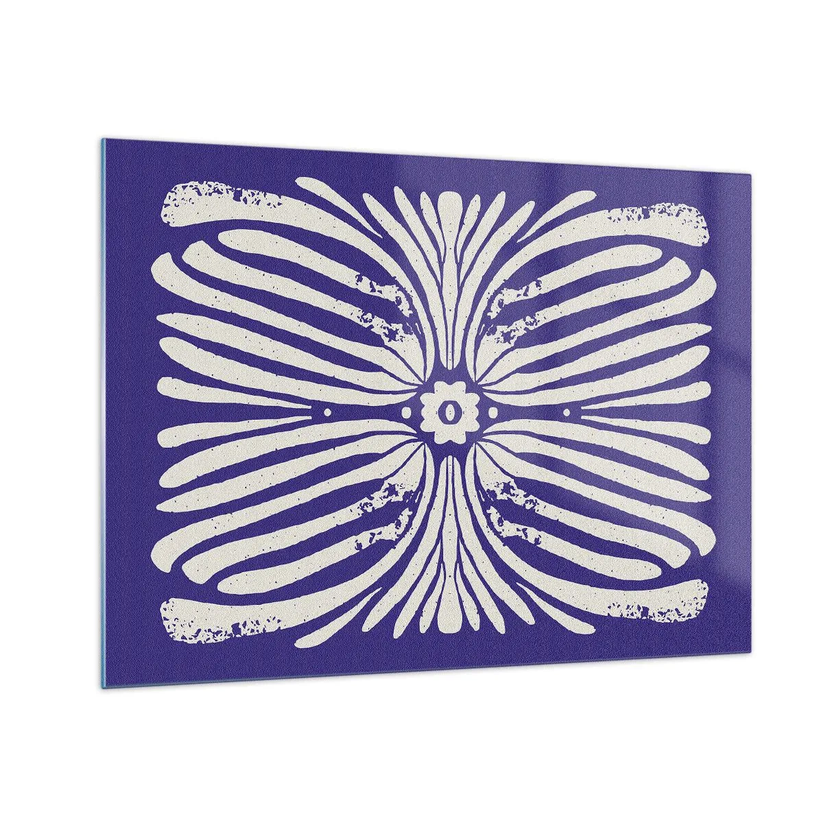 Glass picture - Symmetrical ethnic pattern on a purple background - 70x50cm - Ethnic Inspirations - Modern wall decoration for the living room and bedroom ARTTOR