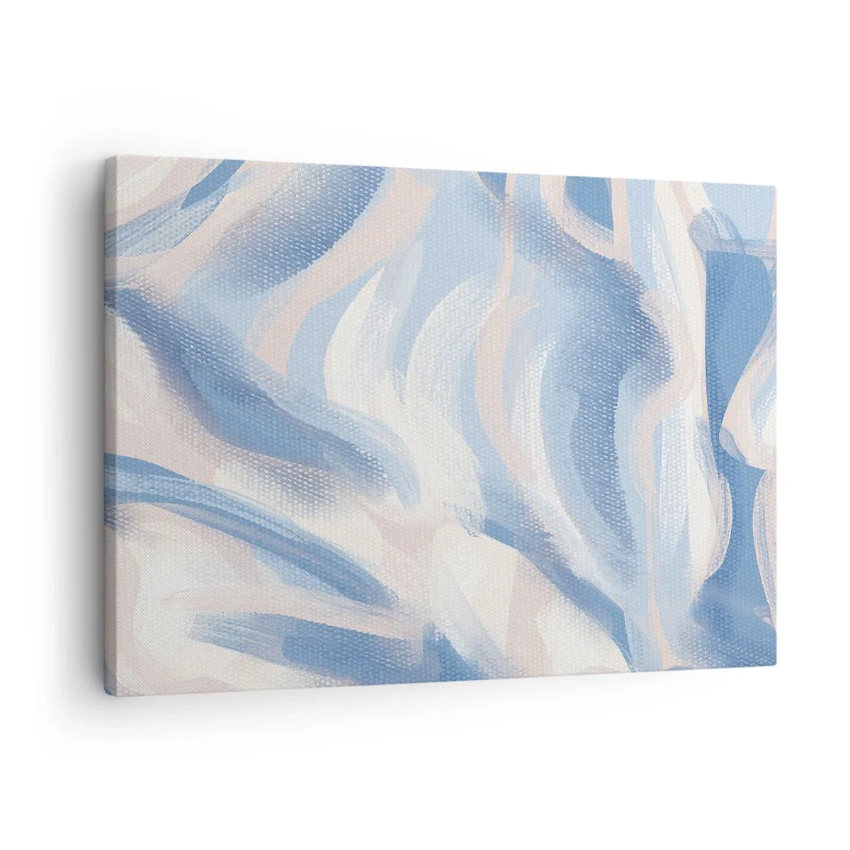 Canvas picture - Abstract brushstrokes in shades of blue and beige - 70x50cm - Blue Waves - Modern wall decoration for the living room and bedroom ARTTOR