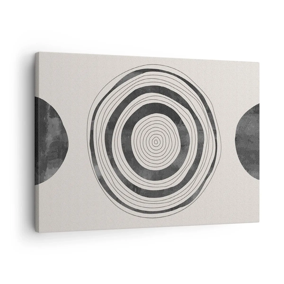 Canvas picture - Minimalistic black and white circles on a light background - 70x50cm - Important What's in Between - Modern wall decoration for the living room and bedroom ARTTOR