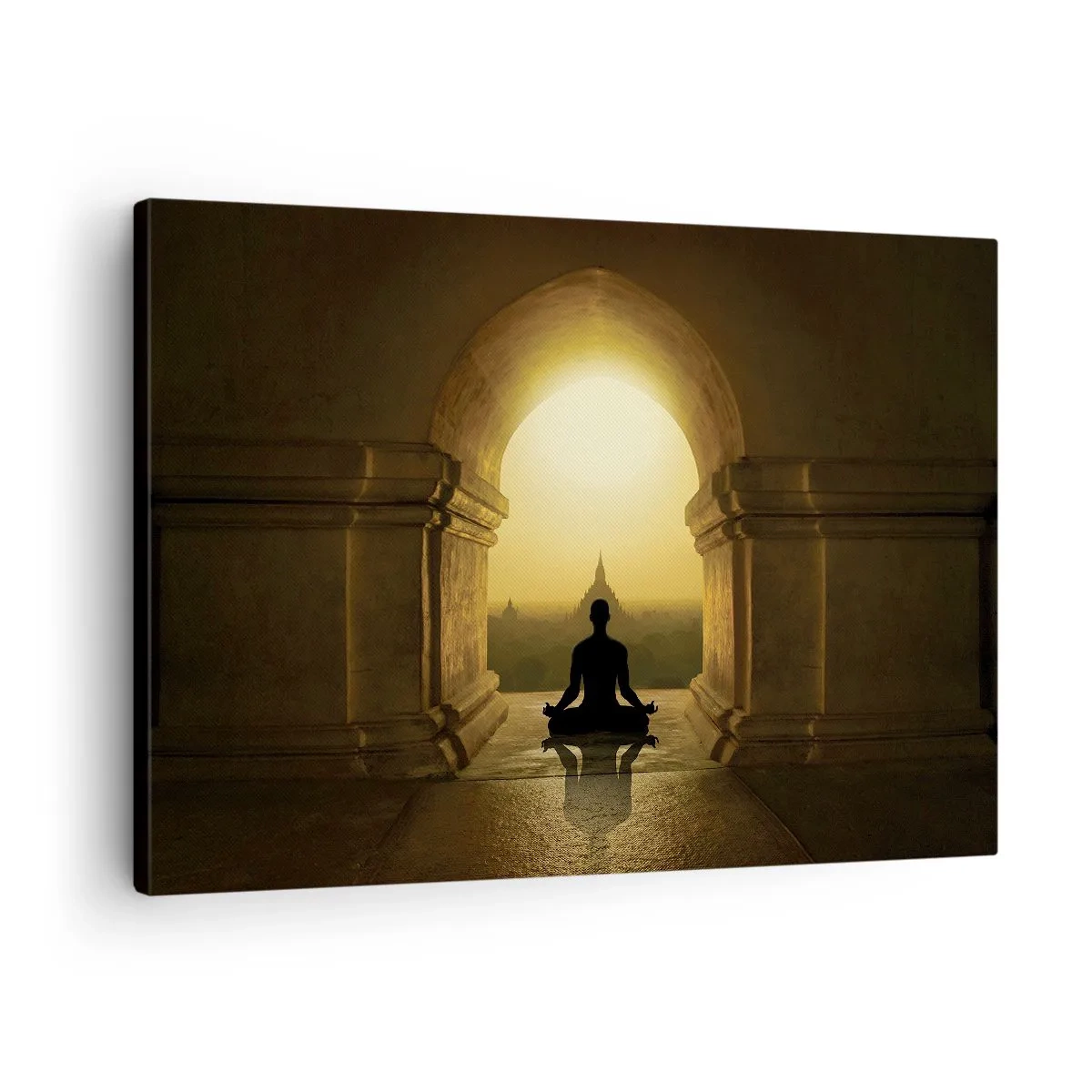 Canvas picture - Silhouette of a meditating person in the light of the setting sun - 70x50cm - Full Harmony - Modern wall decoration for the living room and bedroom ARTTOR