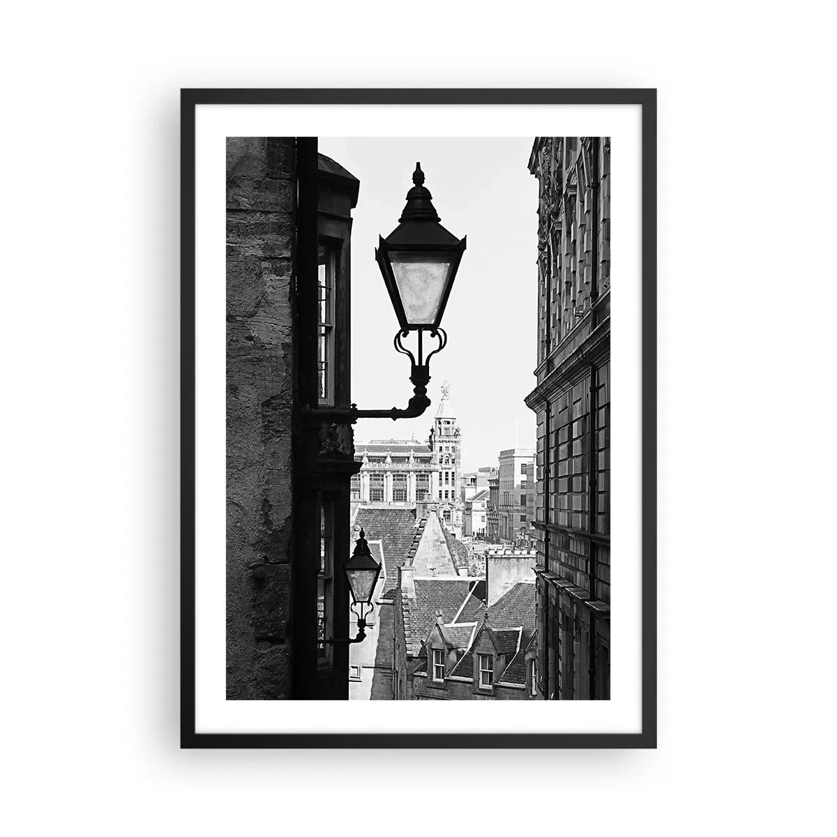 Poster in black frame - The charm of narrow streets - 50x70cm - Tale from Edinburgh - Modern wall decoration for the living room and bedroom ARTTOR