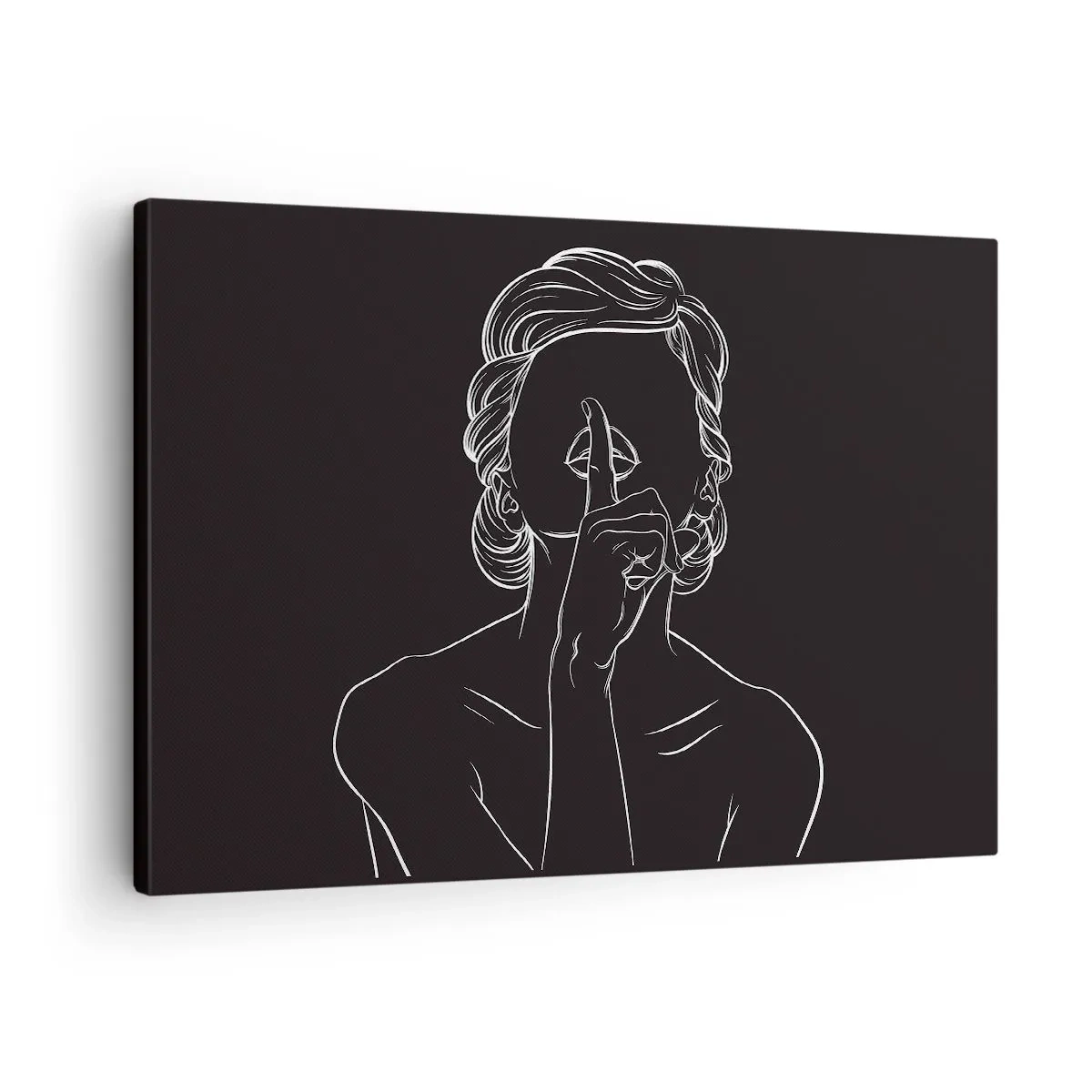 Canvas picture - Minimalist silhouette of a woman on a black background - 70x50cm - Beauty Blossoms in Soul - Modern wall decoration for the living room and bedroom ARTTOR