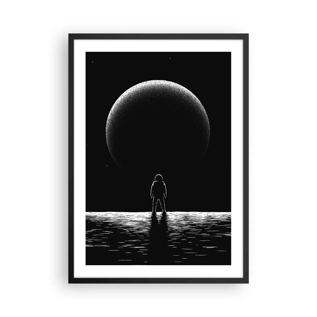 Poster in black frame - An astronaut against the backdrop of a huge planet in space - 50x70cm - Face to Face - Modern wall decoration for the living room and bedroom ARTTOR