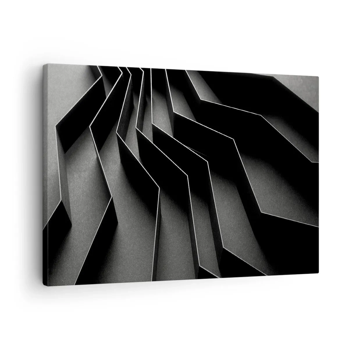 Canvas picture - Black and white abstraction with geometric structures - 70x50cm - Spacial Order - Modern wall decoration for the living room and bedroom ARTTOR
