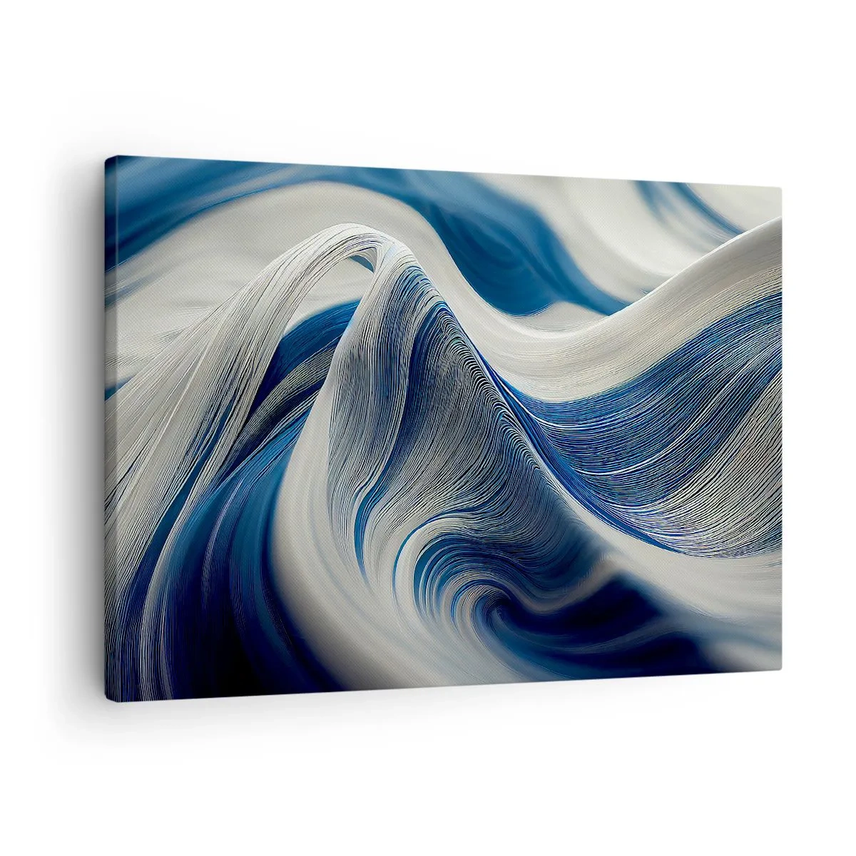 Canvas picture - Abstract waves in shades of blue and white - 70x50cm - Fluidity of Blue and White - Modern wall decoration for the living room and bedroom ARTTOR