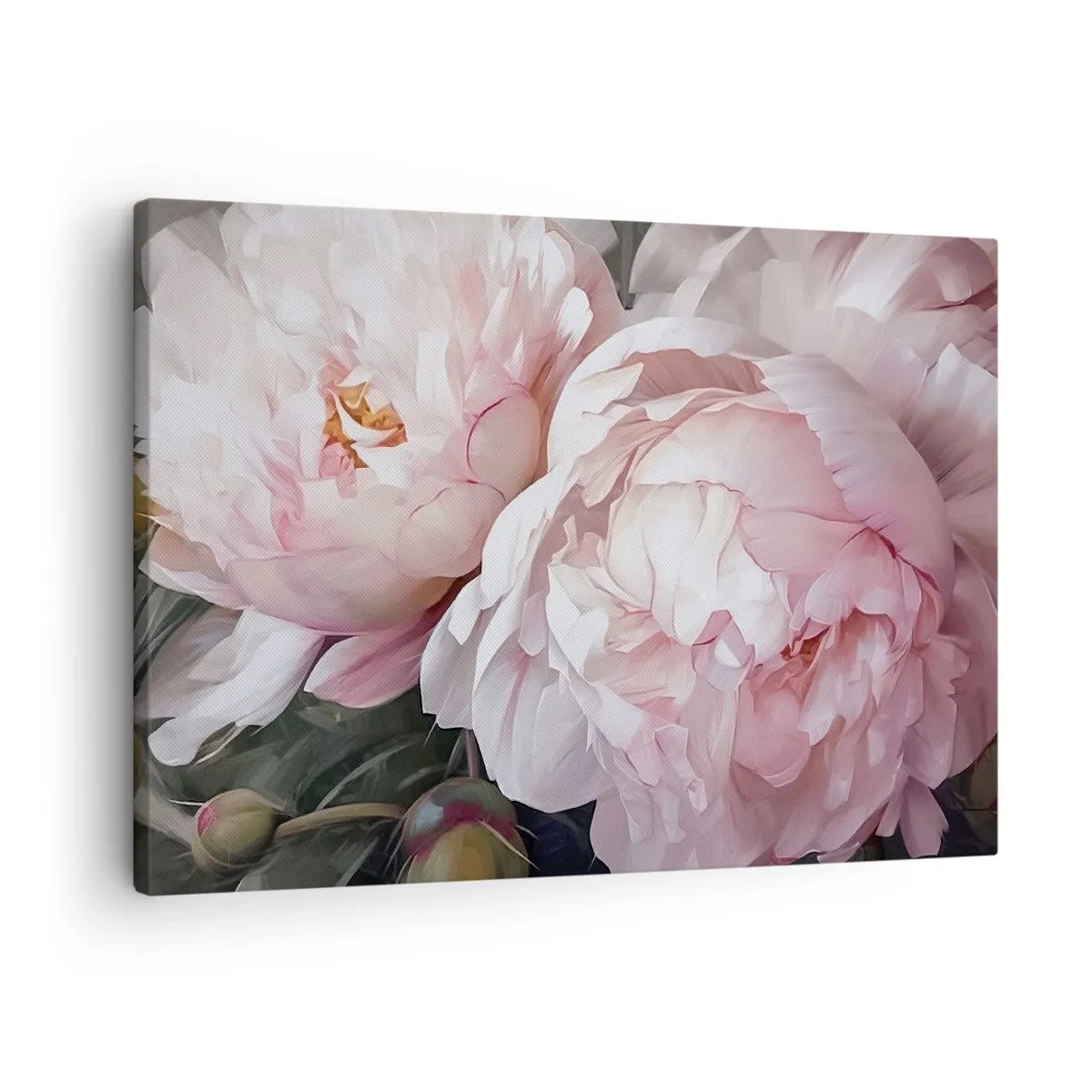 Canvas picture - Delicate pink peonies in full bloom - 70x50cm - Captured in Full Bloom - Modern wall decoration for the living room and bedroom ARTTOR
