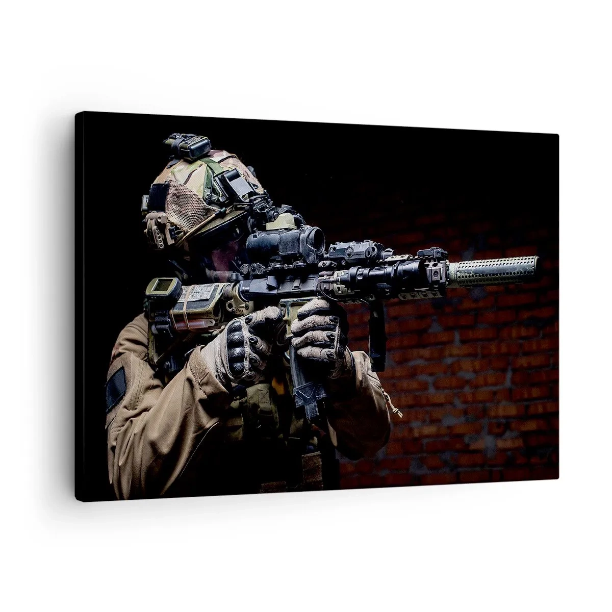 Canvas picture - soldier in full gear with a rifle - 70x50cm - Deadly Effective - Modern wall decoration for the living room and bedroom ARTTOR