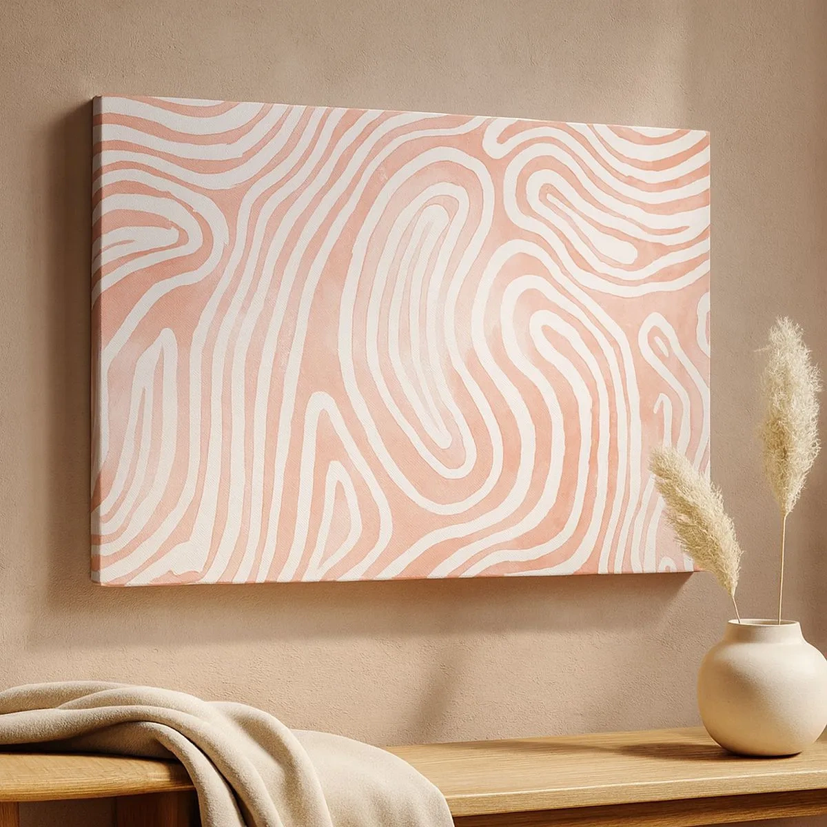 Canvas picture - Abstract pattern in shades of pink and white - 70x50cm - In a Coral Maze - Modern wall decoration for the living room and bedroom ARTTOR