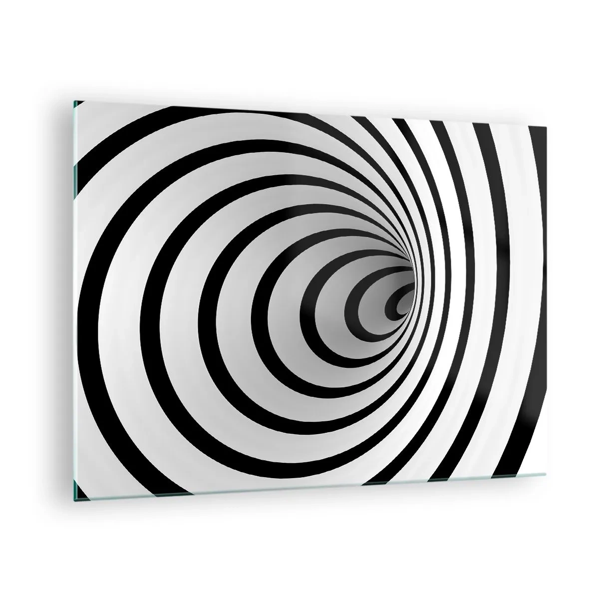 Glass picture - Abstract spiral pattern in black and white - 70x50cm - You also Can't Resist? - Modern wall decoration for the living room and bedroom ARTTOR