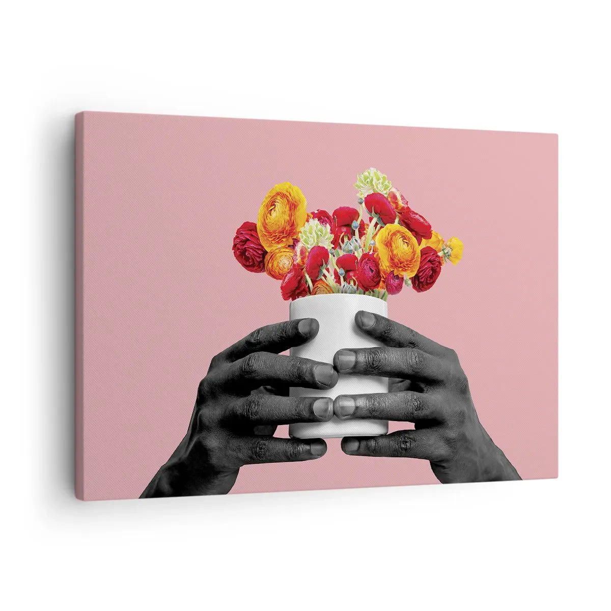 Canvas picture - Hands holding a bouquet of colorful flowers - 70x50cm - Apotheosis of Life - Modern wall decoration for the living room and bedroom ARTTOR