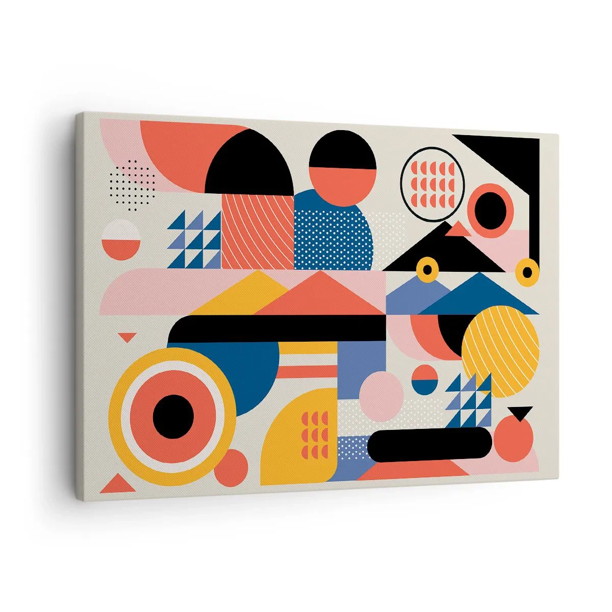 Canvas picture - Colorful geometric shapes in retro style - 70x50cm - Composition: Have Fun - Modern wall decoration for the living room and bedroom ARTTOR