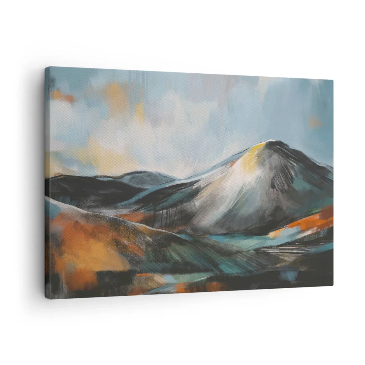 Canvas picture - Abstract mountain landscape in warm shades - 70x50cm - Raw and Beautiful - Modern wall decoration for the living room and bedroom ARTTOR