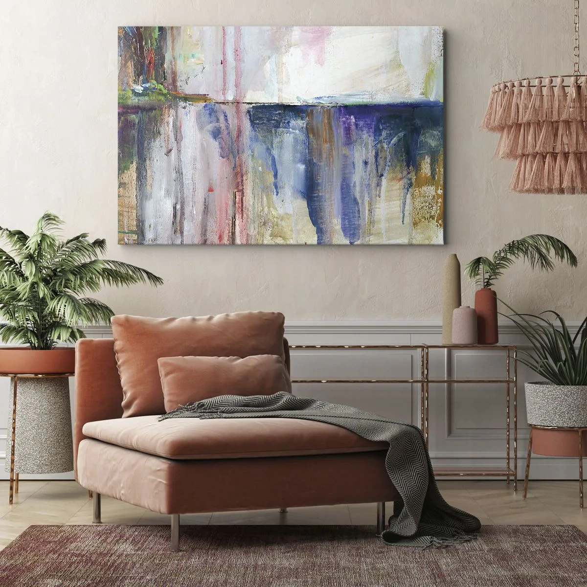 Canvas picture - An abstract composition of colors with a reflection effect on the canvas. - 70x50cm - Colourful Impressions an Associations - Modern wall decoration for the living room and bedroom ARTTOR
