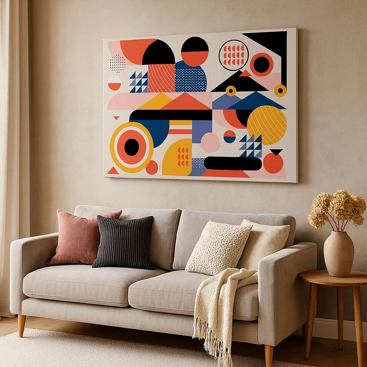 Canvas picture - Colorful geometric shapes in retro style - 70x50cm - Composition: Have Fun - Modern wall decoration for the living room and bedroom ARTTOR