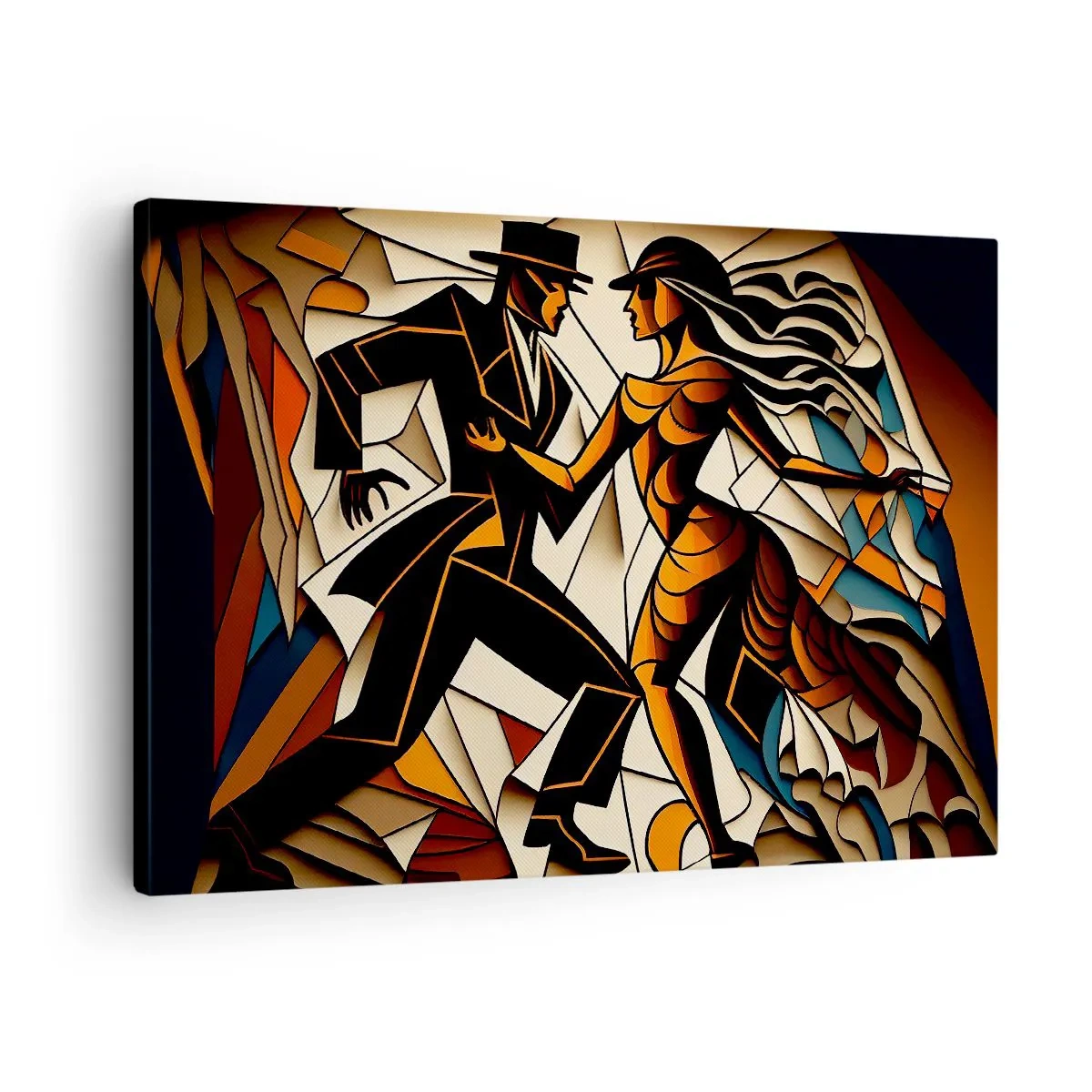 Canvas picture - dynamic couple dancing in an abstract form. - 70x50cm - Dance of Passion - Modern wall decoration for the living room and bedroom ARTTOR