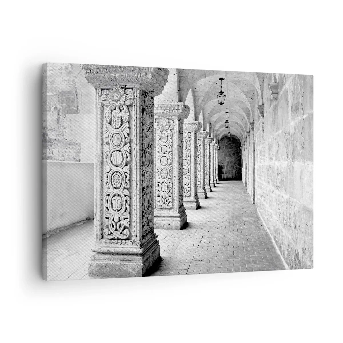 Canvas picture - Historic columns in a monochromatic shot - 70x50cm - Where is this Going...? - Modern wall decoration for the living room and bedroom ARTTOR