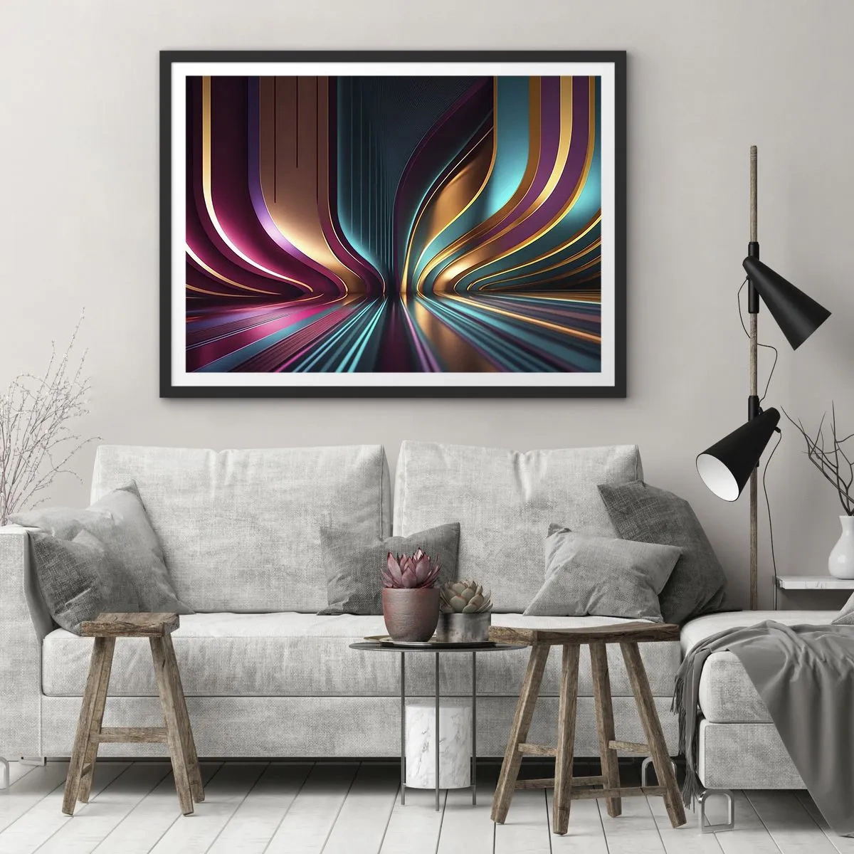 Poster in black frame - Architecture of Light - 70x50 cm