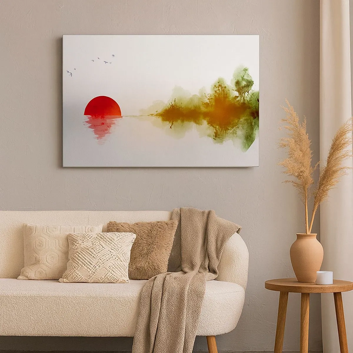 Canvas picture - Abstract sunset over a lake with reflection - 70x50cm - Promise of Peace - Modern wall decoration for the living room and bedroom ARTTOR