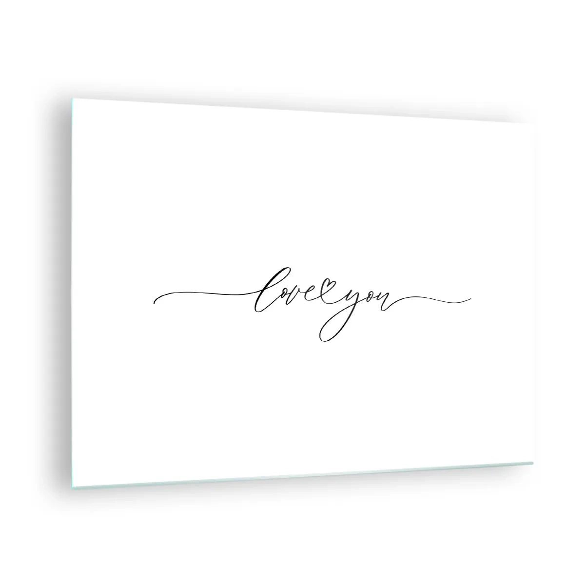 Glass picture - Minimalist inscription "I love you" on a white background - 70x50cm - Black on White - Modern wall decoration for the living room and bedroom ARTTOR