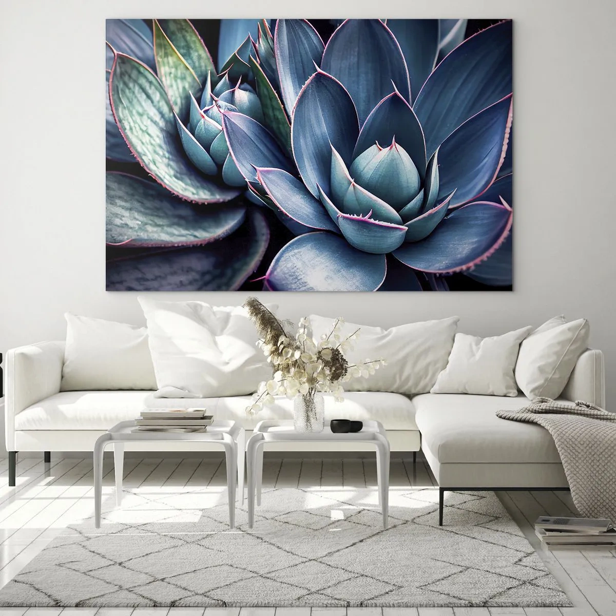 Glass picture - Close-up of the lush green leaves of succulents - 70x50cm - Vital Strength - Modern wall decoration for the living room and bedroom ARTTOR