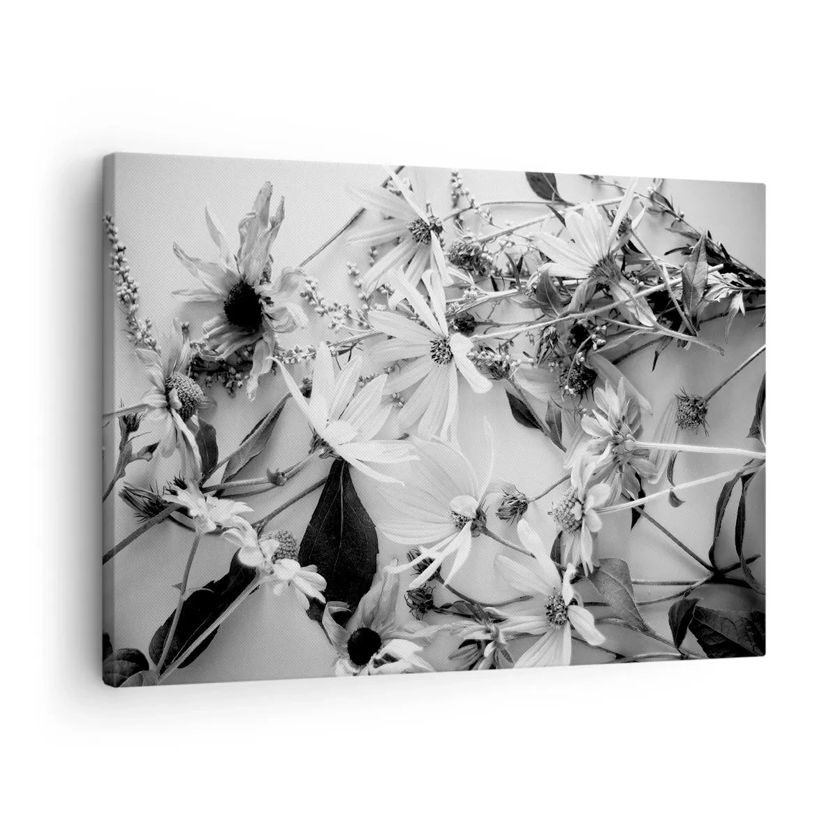 Canvas picture - Black and white flower arrangements in a subtle artistic style - 70x50cm - No-Bouquet of Flowers - Modern wall decoration for the living room and bedroom ARTTOR