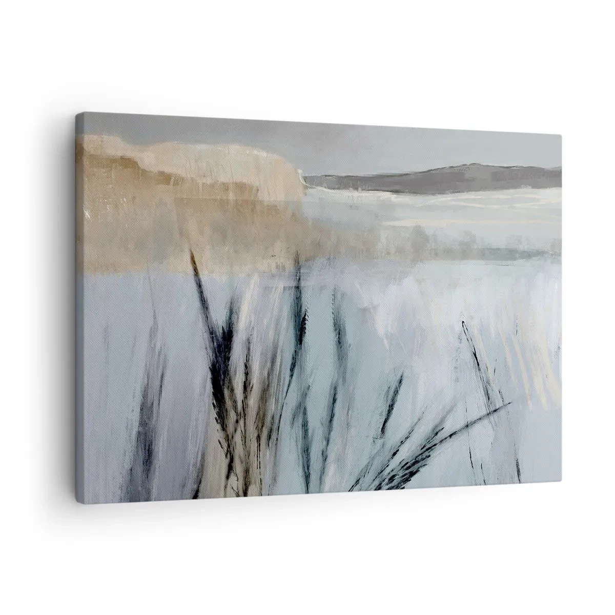 Canvas picture - A picturesque winter landscape with fields and grasses - 70x50cm - Winter Fields - Modern wall decoration for the living room and bedroom ARTTOR