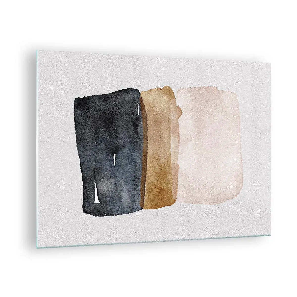 Glass picture - Abstract spots in shades of black, brown and beige - 70x50cm - Composition of the Colours of the Soil - Modern wall decoration for the living room and bedroom ARTTOR