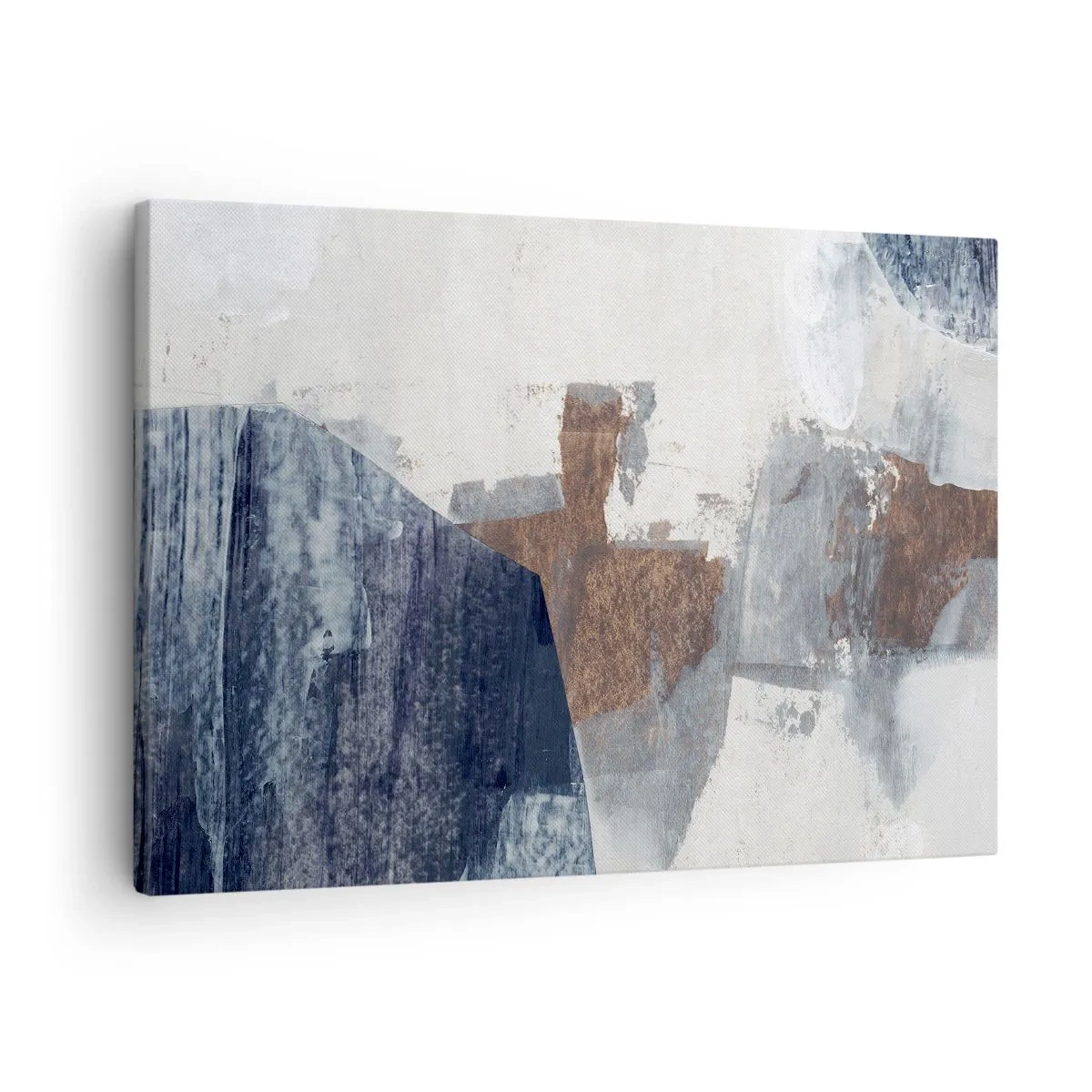 Canvas picture - Abstract shapes in shades of blue and brown - 70x50cm - Blue and Brown Shapes - Modern wall decoration for the living room and bedroom ARTTOR