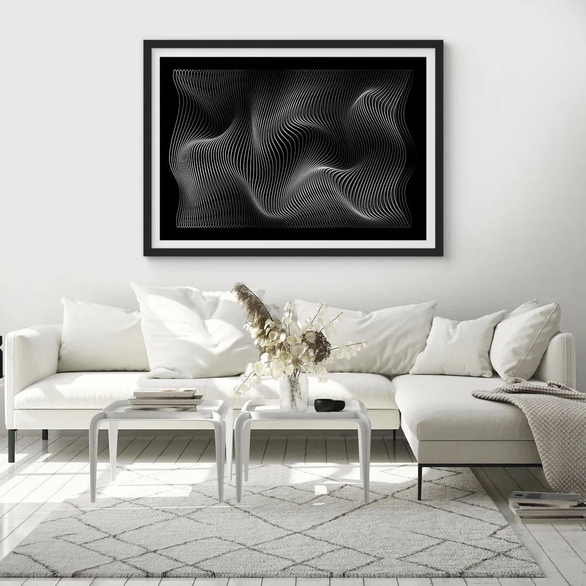 Poster in black frame - Dance of the Light in Space - 70x50 cm