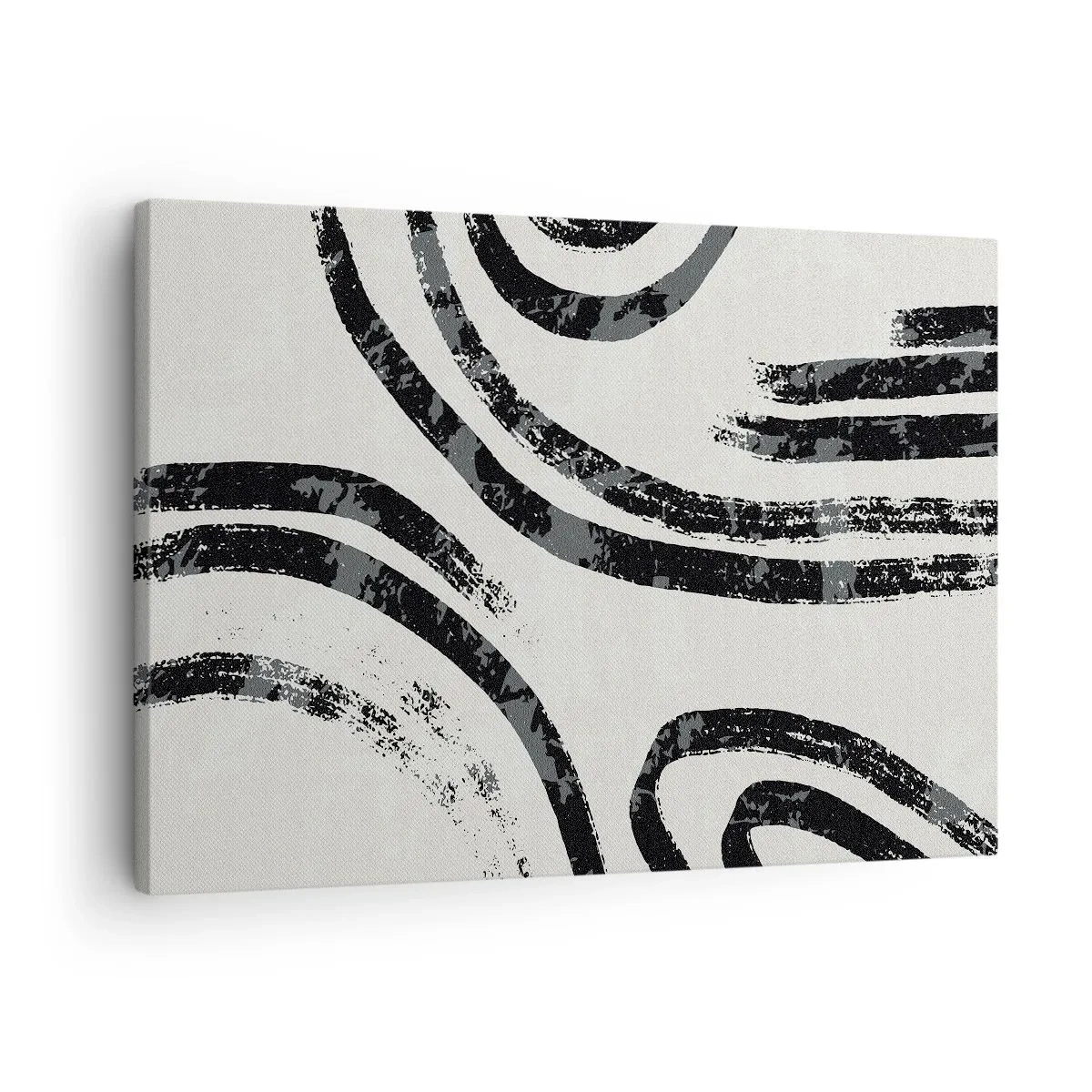 Canvas picture - Black and white abstract lines on a light background - 70x50cm - Stopped Half Way - Modern wall decoration for the living room and bedroom ARTTOR