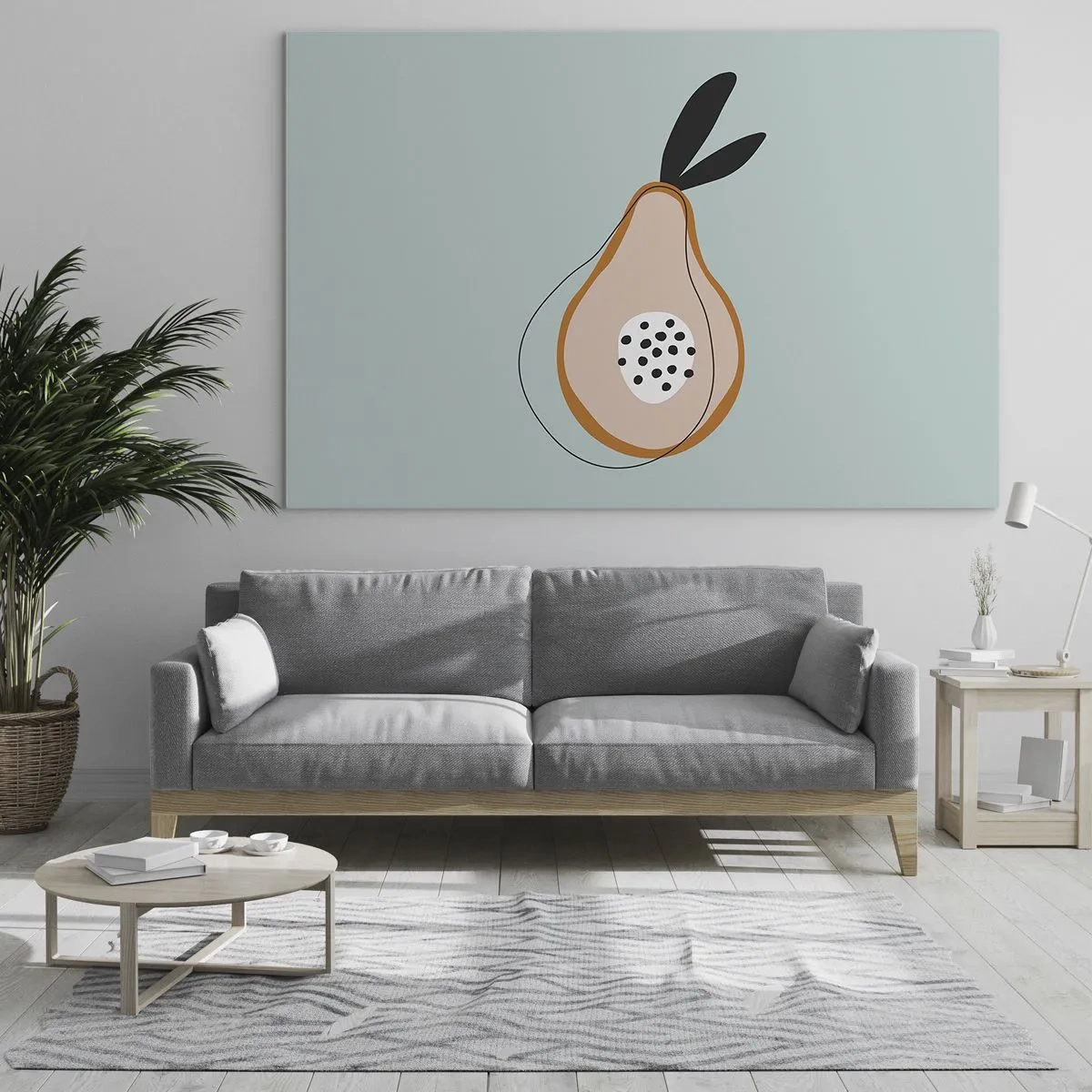 Glass picture - Abstract illustration of a pear in a minimalist style - 70x50cm - Penetrating the Nature of Things - Modern wall decoration for the living room and bedroom ARTTOR