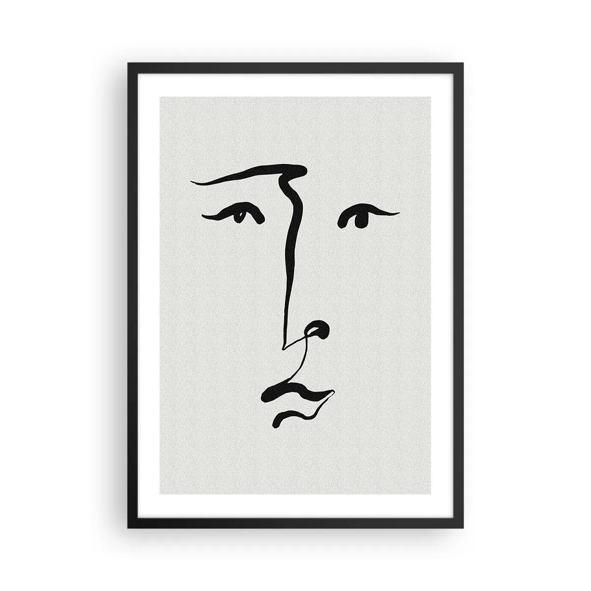 Poster in black frame - Minimalist face illustration in one brushstroke - 50x70cm - Portrait with One Stroke - Modern wall decoration for the living room and bedroom ARTTOR
