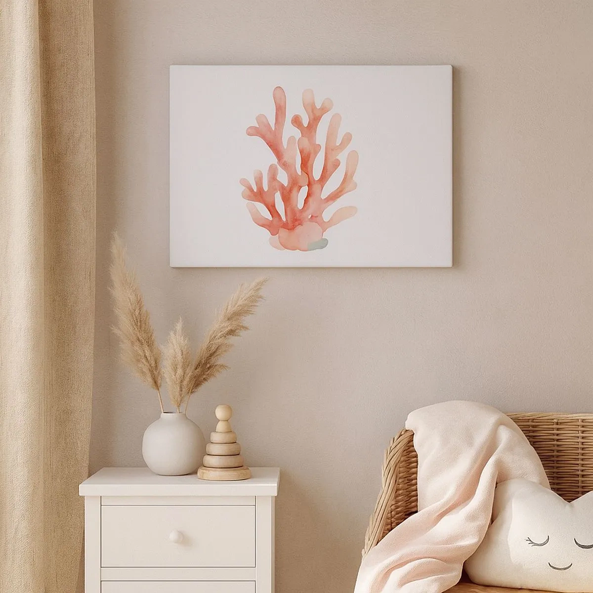 Canvas picture - A subtle illustration of coral in pastel shades - 70x50cm - Coral Colour Colars - Modern wall decoration for the living room and bedroom ARTTOR