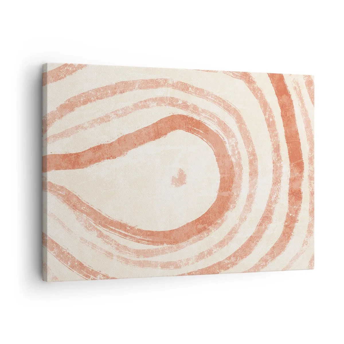 Canvas picture - An abstract motif of concentric lines in shades of terracotta. - 70x50cm - Coral Circles - Composition - Modern wall decoration for the living room and bedroom ARTTOR