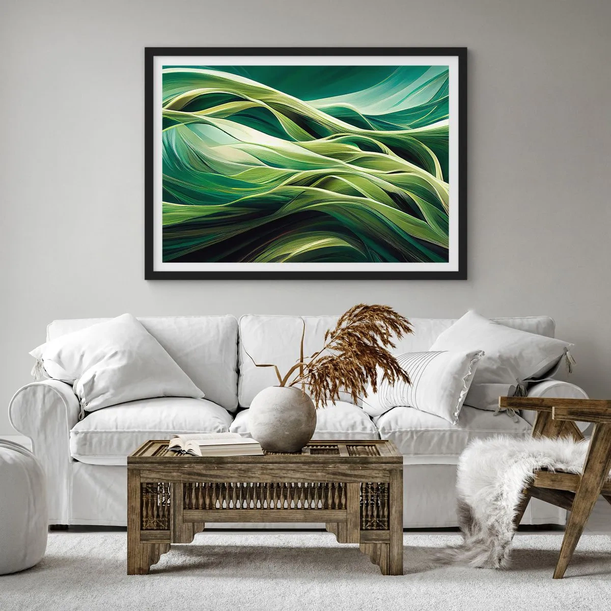 Poster in black frame - Abstract Playing Green - 70x50 cm