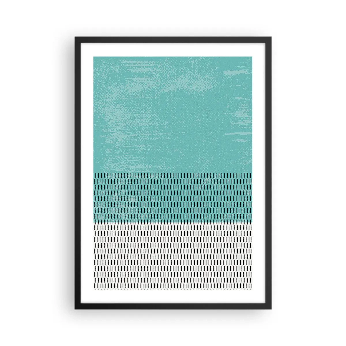 Poster in black frame - Geometric pattern with turquoise and white elements in a minimalist style - 50x70cm - Balanced Composition - Modern wall decoration for the living room and bedroom ARTTOR