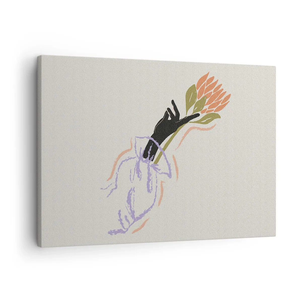 Canvas picture - A minimalist bouquet of flowers in a delicate style - 70x50cm - Sister Touch - Modern wall decoration for the living room and bedroom ARTTOR