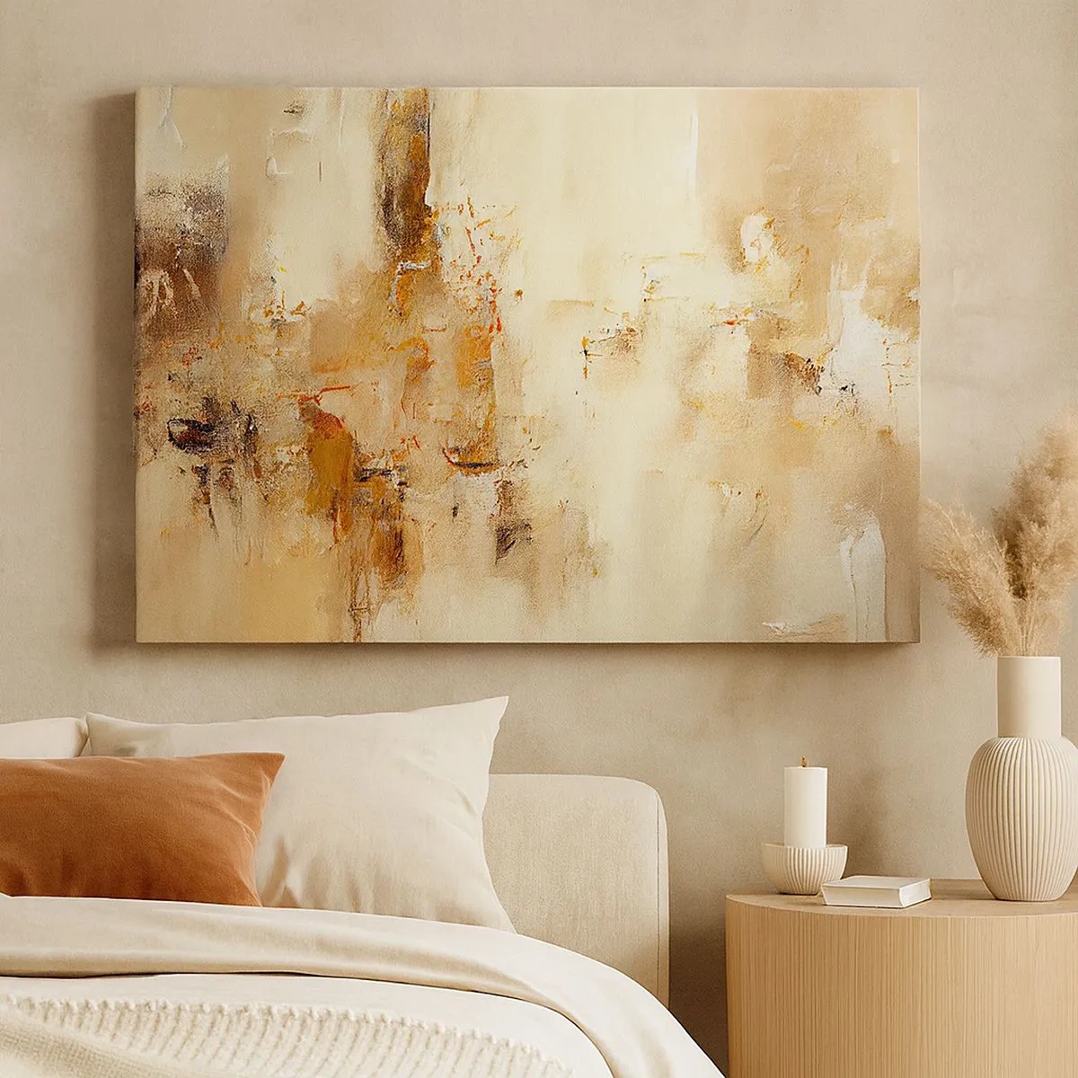 Canvas picture - An abstract composition in warm shades of yellow and brown. - 70x50cm - Soul of Amber - Modern wall decoration for the living room and bedroom ARTTOR