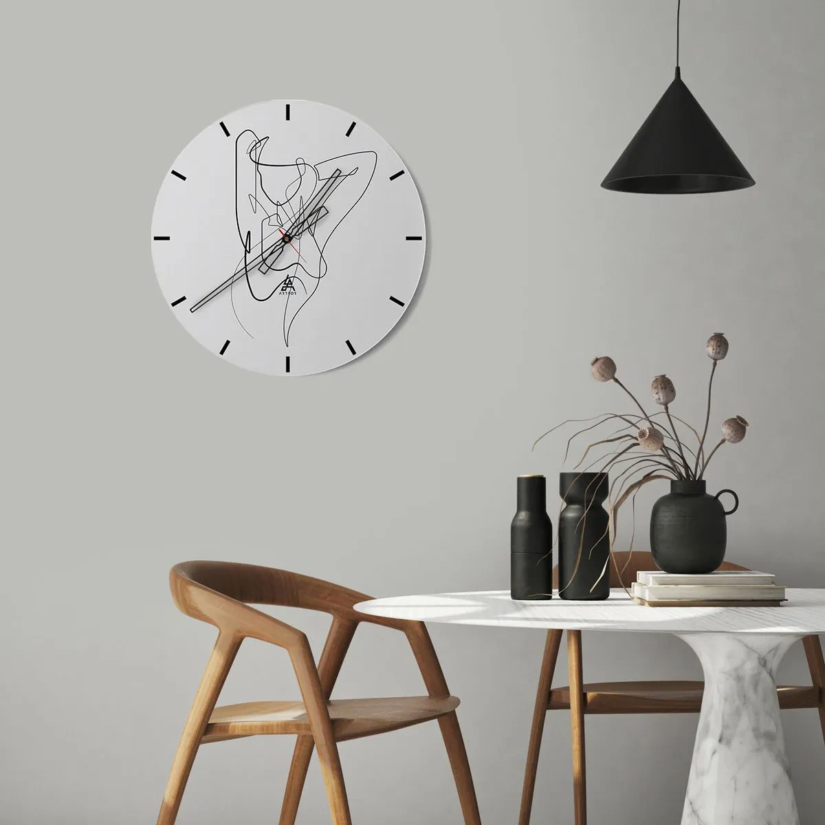 Wall clock - Clock on glass - Abstract female silhouette in a minimalist line - 30x30cm - What You Are Really Like - Modern wall decoration for the living room, kitchen, and bedroom ARTTOR