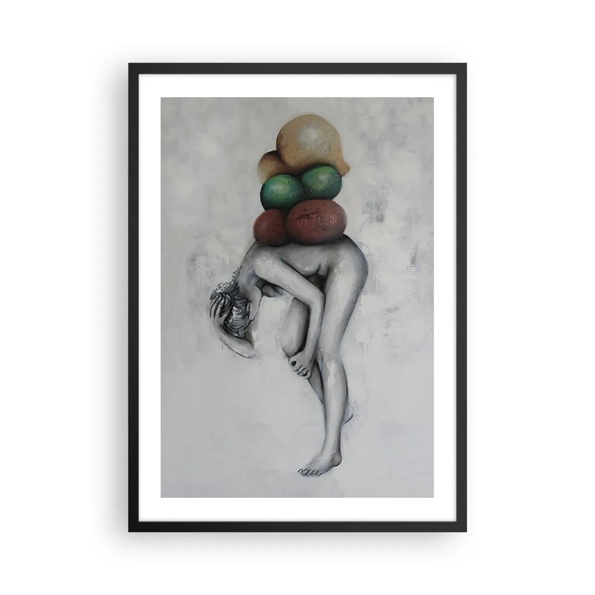 Poster in black frame - The burden of life - 50x70cm - Weight of Life - Modern wall decoration for the living room and bedroom ARTTOR