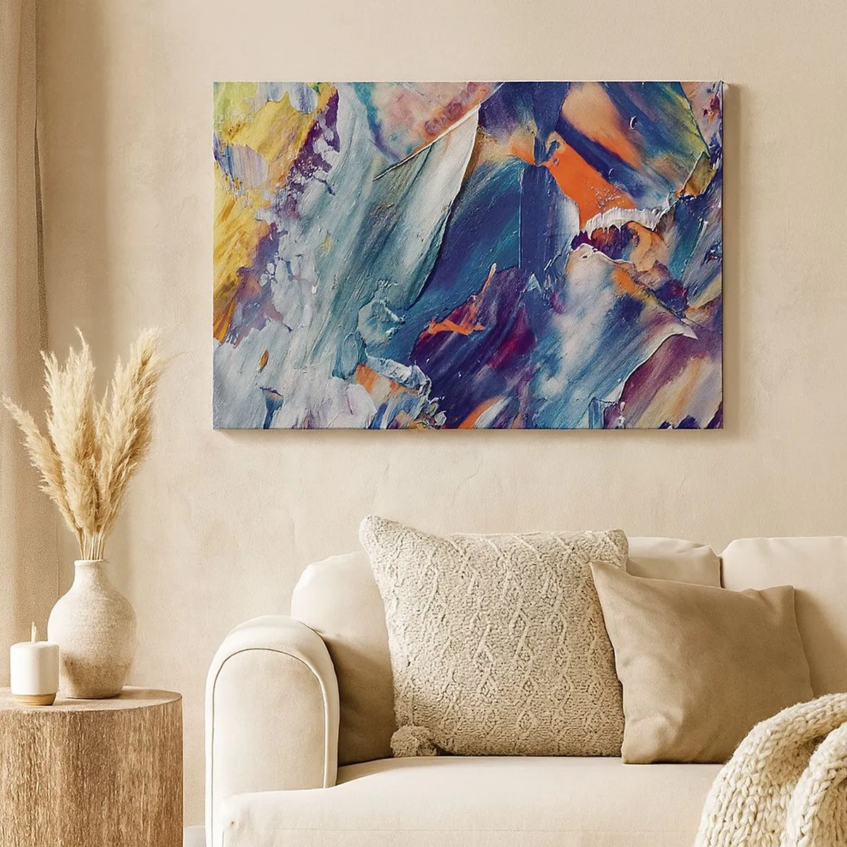 Canvas picture - Colorful abstraction with acrylic paint texture - 70x50cm - Whirlwind of Colour - Modern wall decoration for the living room and bedroom ARTTOR