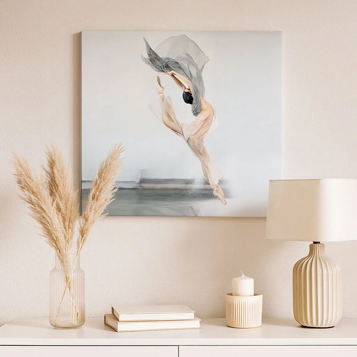 Canvas picture - A dancer in dynamic movement against a light background - 70x50cm - In Dancing Exaltation - Modern wall decoration for the living room and bedroom ARTTOR