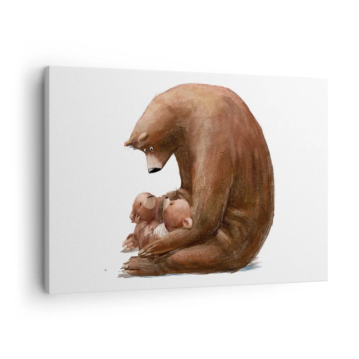 Canvas picture - A mother bear with two little bears in her arms - 70x50cm - Sweet Dreams, Kids - Modern wall decoration for the living room and bedroom ARTTOR
