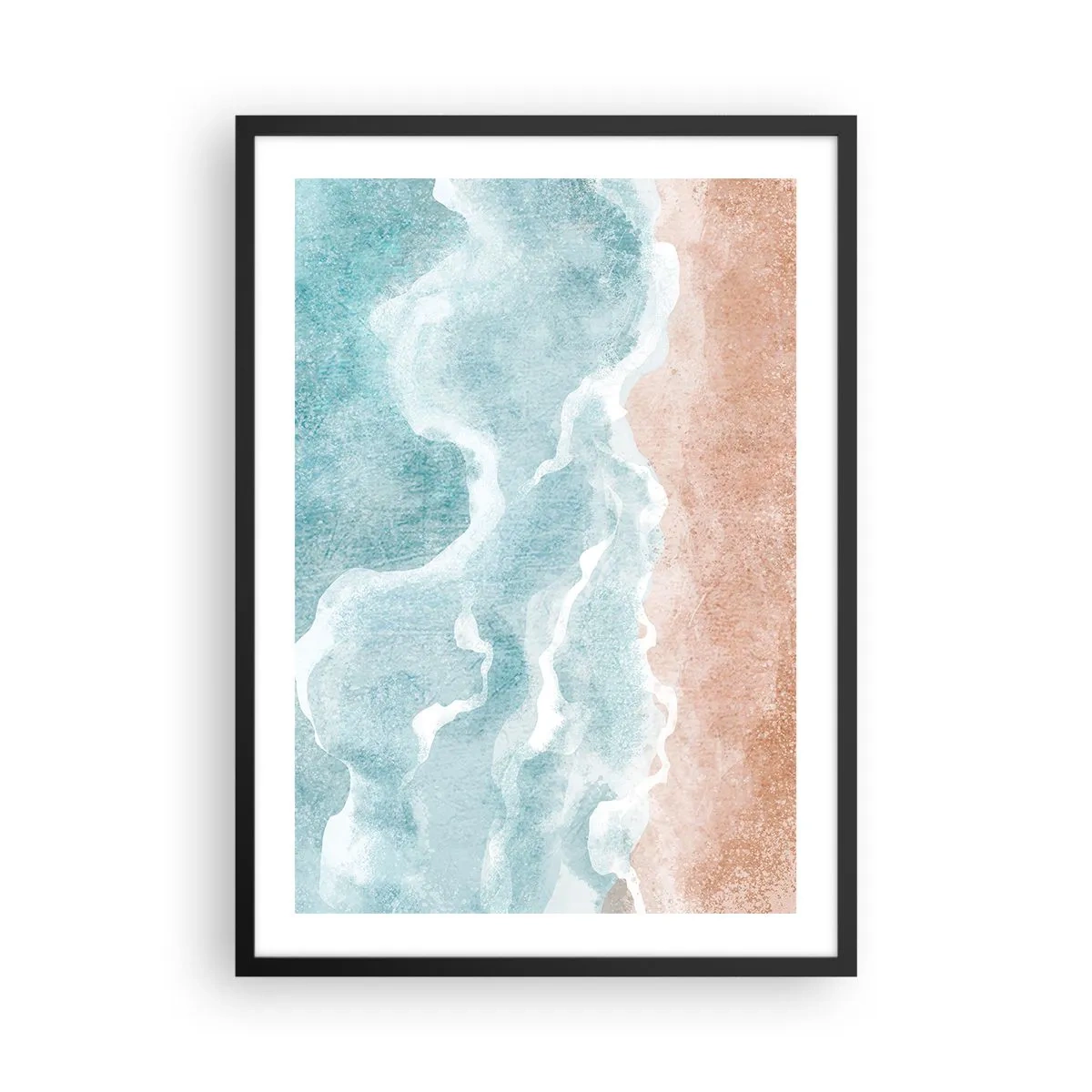 Poster in black frame - Ocean waves meeting the sandy beach - 50x70cm - Cloudy Abstract - Modern wall decoration for the living room and bedroom ARTTOR
