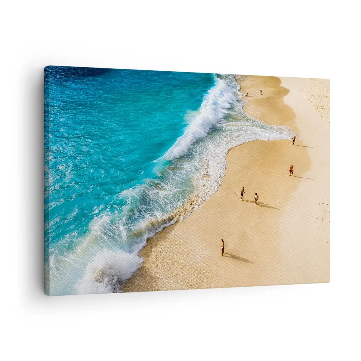 Canvas picture - A beach with turquoise water and people walking around - 70x50cm - And Next the Sun, Beach… - Modern wall decoration for the living room and bedroom ARTTOR