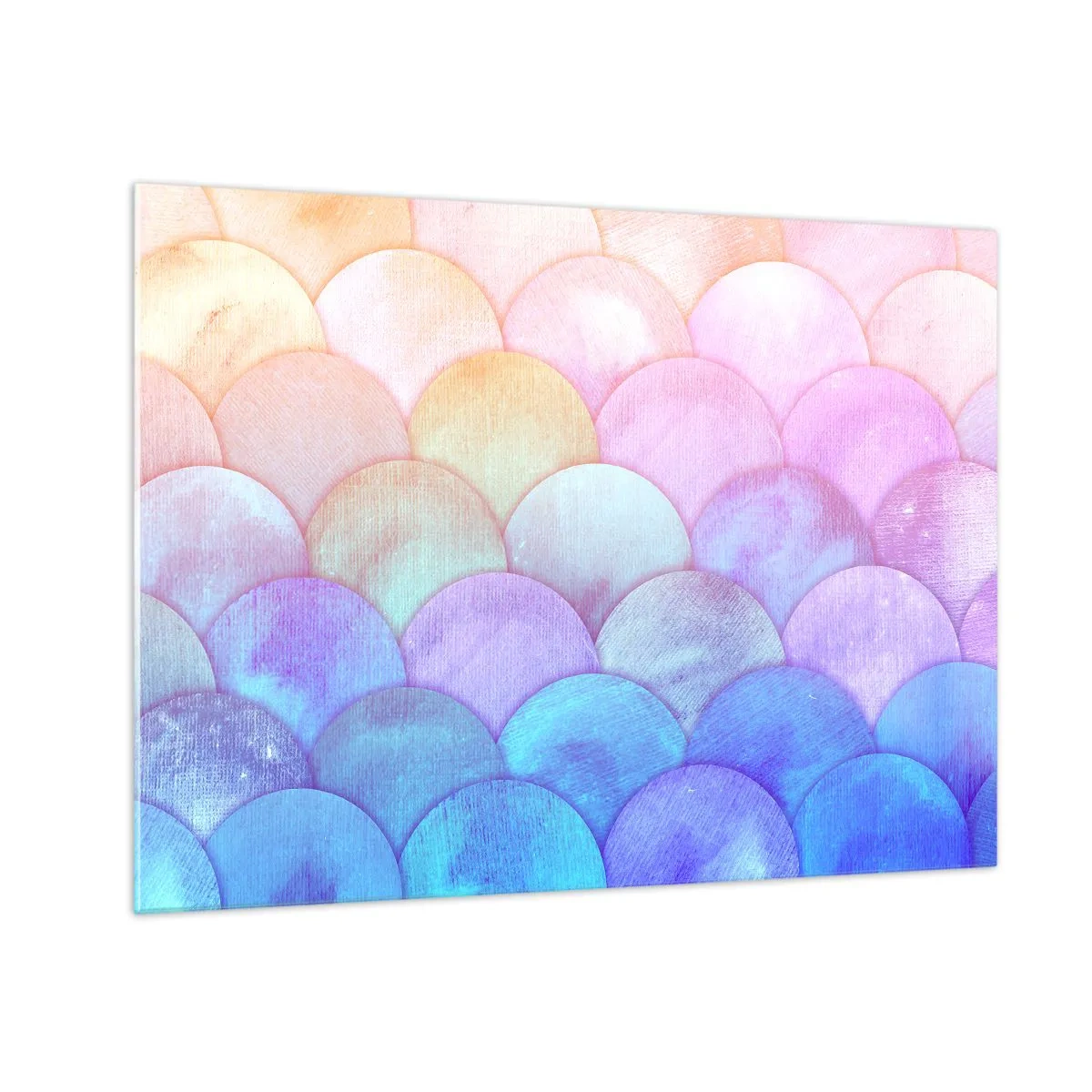 Glass picture - Pearl scales in pastel shades of pink, blue and purple - 70x50cm - Pearl Scale - Modern wall decoration for the living room and bedroom ARTTOR