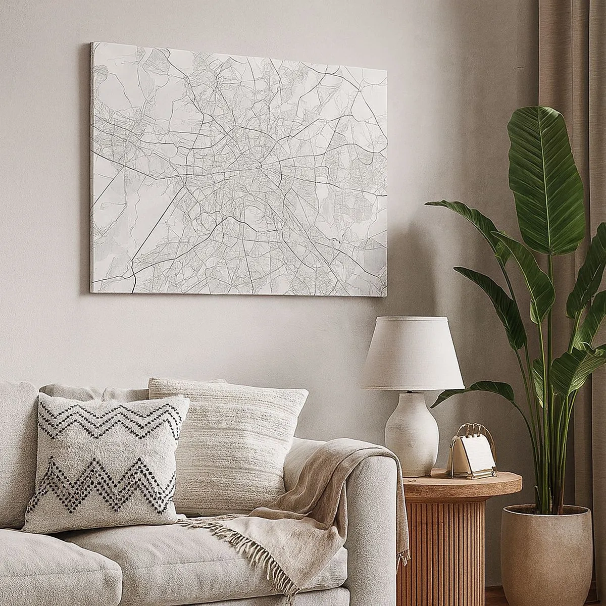 Canvas picture - Detailed black and white city map - 70x50cm - Flower of Berlin - Modern wall decoration for the living room and bedroom ARTTOR