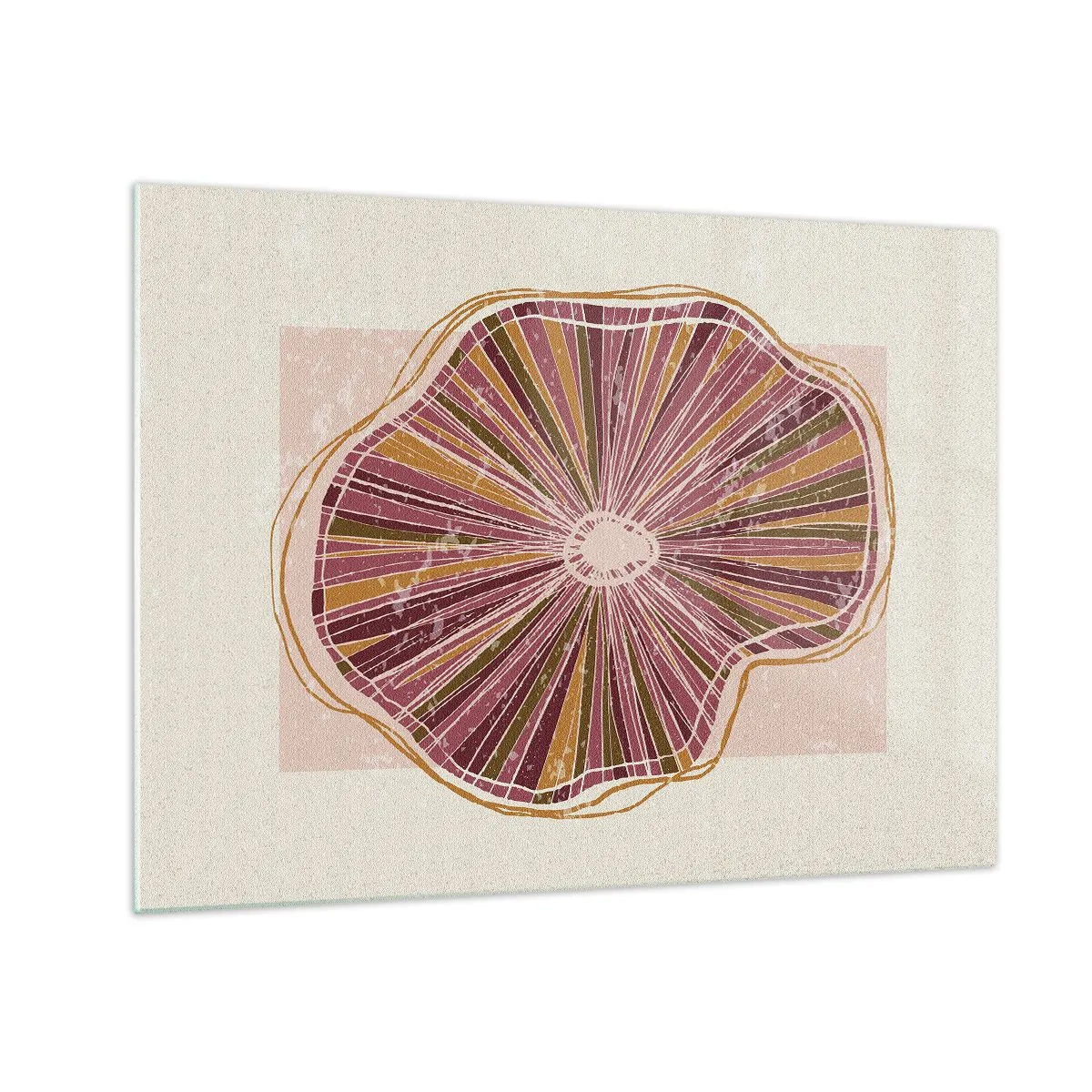 Glass picture - A radiant organic form in shades of pink and brown - 70x50cm - Radial Abstract - Modern wall decoration for the living room and bedroom ARTTOR