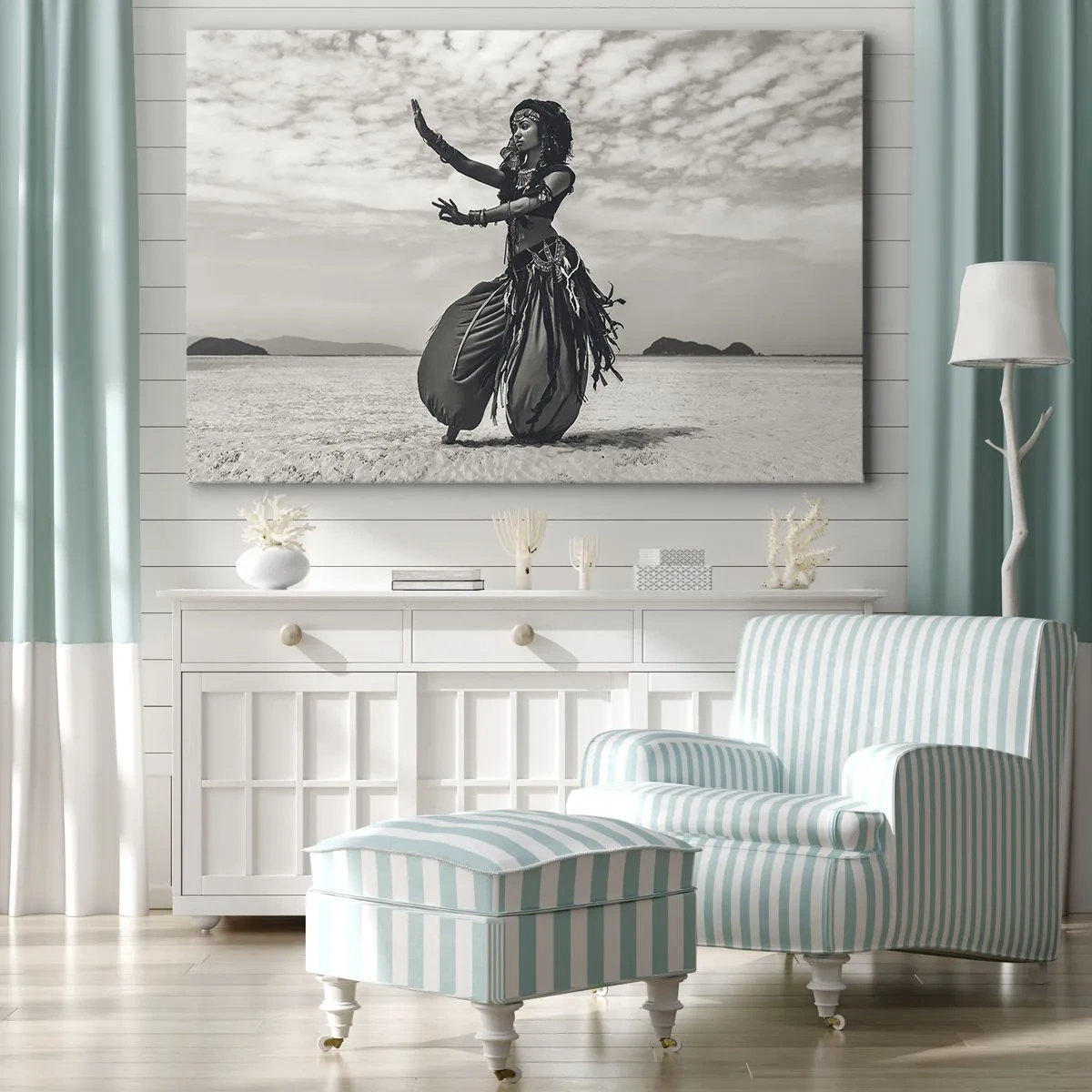 Canvas picture - Exotic dancer against a desert backdrop - 70x50cm - Dance of Southern Islands - Modern wall decoration for the living room and bedroom ARTTOR